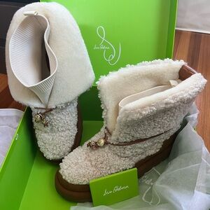 Sam Edelman Cream and Brown Winter Boots